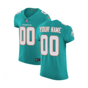 Men's Miami Dolphins Customized Aqua Green Team Color Vapor Untouchable Custom Elite Football Jersey