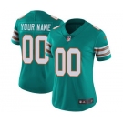 Women's Miami Dolphins Customized Aqua Green Alternate Jersey