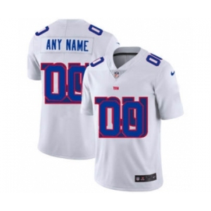 Men's New York Giants Custom White Team Logo Dual Overlap Limited Football Jersey