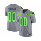 Men's Seattle Seahawks Customized Gray Stitched Football Limited Inverted Legend Jersey