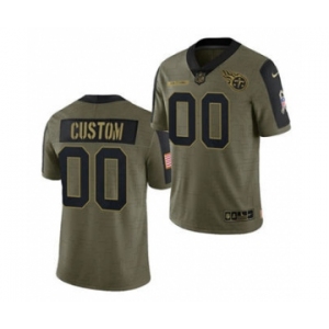 Men's Tennessee Titans ACTIVE PLAYER Custom 2021 Olive Salute To Service Limited Stitched Football Jersey