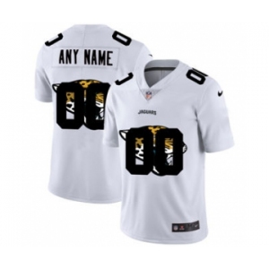Men's Jacksonville Jaguars Custom White Team Logo Dual Overlap Limited Football Jersey