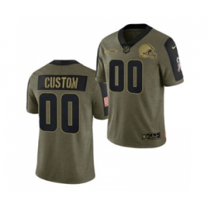 Men's Cleveland Browns ACTIVE PLAYER Custom 2021 Olive Salute To Service Limited Stitched Football Jersey