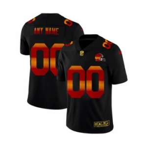 Men's Cleveland Browns Custom Black Red Orange Stripe Vapor Limited Football Jersey