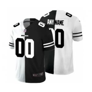 Men's Cleveland Browns Custom Black V White Peace Split Vapor Untouchable Limited Football Jersey