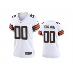 Women's Browns White Custom 2020 New Football Game Jersey