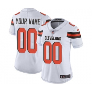Women's Cleveland Browns White Road Customized Jersey