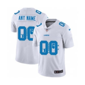Men's Detroit Lions Custom White Team Logo Dual Overlap Limited Football Jersey