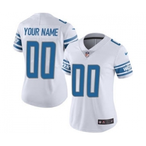 Women's Detroit Lions White Road Customized Jersey