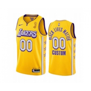 Men's Lakers Custom Gold New City Edition 2020 Finals Champions Jersey Social justice BLM Edition