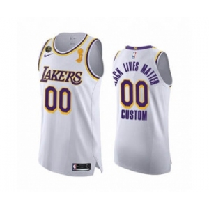 Men's Lakers Custom White Association 2020 Finals Champions KB Patch Jersey BLM Edition