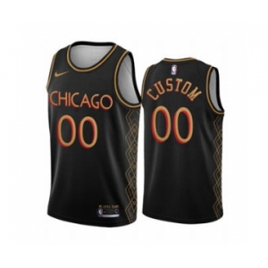 Men's Chicago Bulls Customized Black Motor City Edition 2020-21 No Little Plans Stitched Basketball Jersey