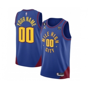 Men's Denver Nuggets Active Player Custom Blue 2022-23 Statement Edition With NO.6 Patch Stitched Jersey