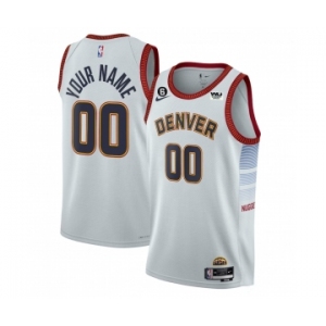 Men's Denver Nuggets Active Player Custom White 2022-23 Icon Edition With NO.6 Patch Stitched Jersey