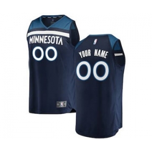 Men's Minnesota Timberwolves Navy Custom Basketball Jersey - Icon Edition