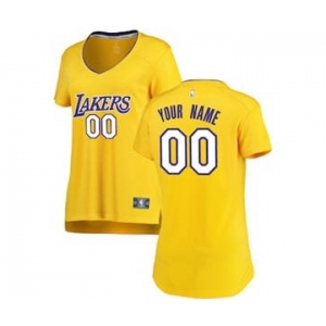 Women's Los Angeles Lakers Yellow 2017-2018 Custom Basketball Jersey - Icon Edition