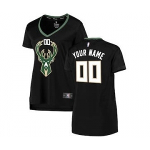 Women's Milwaukee Bucks Black Custom Basketball Jersey