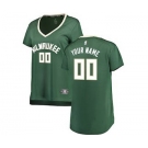 Women's Milwaukee Bucks Green Custom Basketball Jersey - Icon Edition