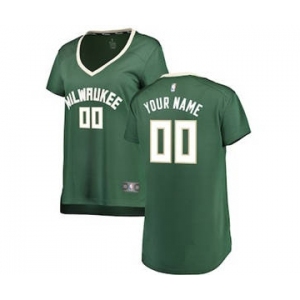 Women's Milwaukee Bucks Green Custom Basketball Jersey - Icon Edition