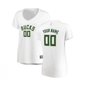 Women's Milwaukee Bucks White Custom Basketball Jersey - Association Edition