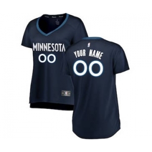 Women's Minnesota Timberwolves Navy Custom Basketball Jersey - Icon Edition