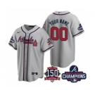 Men's Atlanta Braves Active Player Custom 2021 Grey World Series Champions With 150th Anniversary Cool Base Stitched Jersey