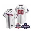 Men's Atlanta Braves Active Player Custom 2021 White World Series Champions With 150th Anniversary Cool Base Stitched Jerse