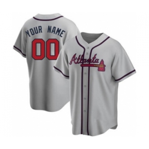 Men's Atlanta Braves Active Player Custom Gray Cool Base Stitched Baseball Jersey