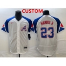 Men's Atlanta Braves Custom White 2023 City Connect Flex Base Stitched Baseball Jersey