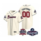 Men's Atlanta Braves Customized 2021 Cream World Series Champions With 150th Anniversary Cool Base Stitched Jersey