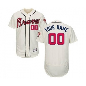 Men's Atlanta Braves Customized Alternate Ivory Flex Base Custom Baseball Baseball Jersey