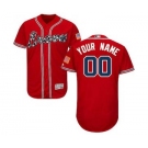 Men's Atlanta Braves Customized Alternate Scarlet Flex Base Custom Baseball Baseball Jersey