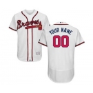 Men's Atlanta Braves Customized Home White Flex Base Custom Baseball Baseball Jersey