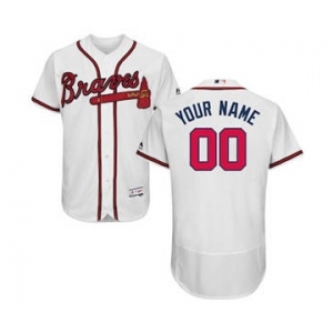 Men's Atlanta Braves Customized Home White Flex Base Custom Baseball Baseball Jersey