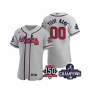 Men's Atlanta Braves Gray ACTIVE PLAYER Custom 2021 World Series Champions With 150th Anniversary Stitched Jersey