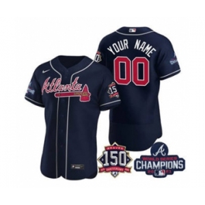 Men's Atlanta Braves Navy ACTIVE PLAYER Custom 2021 Red World Series Champions With 150th Anniversary Stitched Jersey