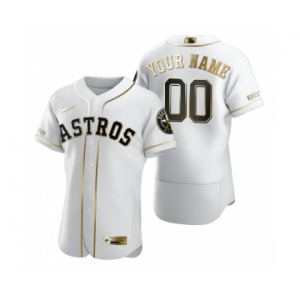 Men's Houston Astros Custom Nike White Stitched MLB Flex Base Golden Edition Jersey