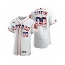 Men's Houston Astros Custom White Fluttering USA Flag Limited Edition Authentic Baseball Jersey