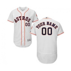 Men's Houston Astros Customized Home White Flex Base Custom Baseball Baseball Jersey