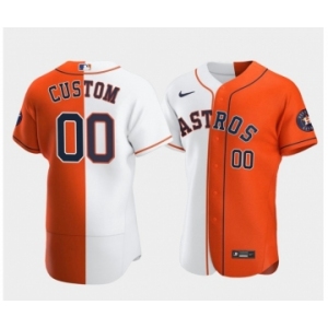 Men's Houston Astros Customized Orange and White Split Stitched MLB Jersey