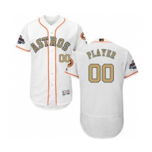 Men's Houston Astros Customized White FlexBase 2018 Gold Program Stitched Baseball Jersey