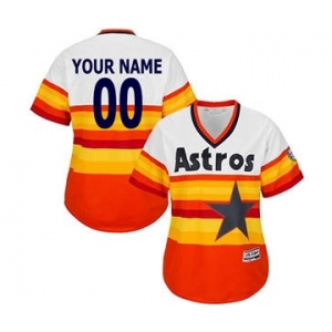 Men's Houston Astros Customized White Orange Alternate Cooperstown Custom Baseball Baseball Jersey