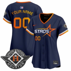 Women's Houston Astros Active Player Custom Navy 2025 City Connect Limited Stitched Baseball Jersey