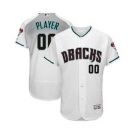 Men's Arizona Diamondbacks Customized White Aqua Alternate Flex Base Custom Baseball Baseball Jersey