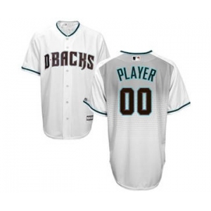 Men's Arizona Diamondbacks Customized White Teal Cool Base Custom Baseball Baseball Jersey