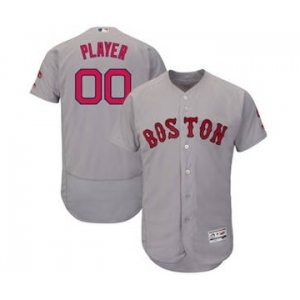 Men's Boston Red Sox Customized Road Gray Flex Base Custom Baseball Baseball Jersey