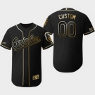 Men's 2019 Golden Edition Baltimore Orioles Black Custom Flex Base Jersey