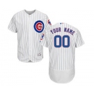 Men's Chicago Cubs Customized Home White Royal Flex Base Custom Baseball Baseball Jersey