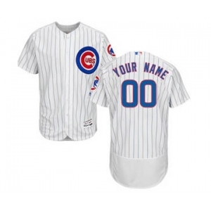 Men's Chicago Cubs Customized Home White Royal Flex Base Custom Baseball Baseball Jersey