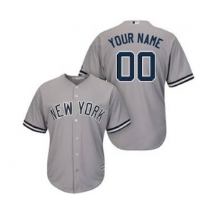 Men's New York Yankees Customized Gray Road Cool Base Custom Baseball Baseball Jersey